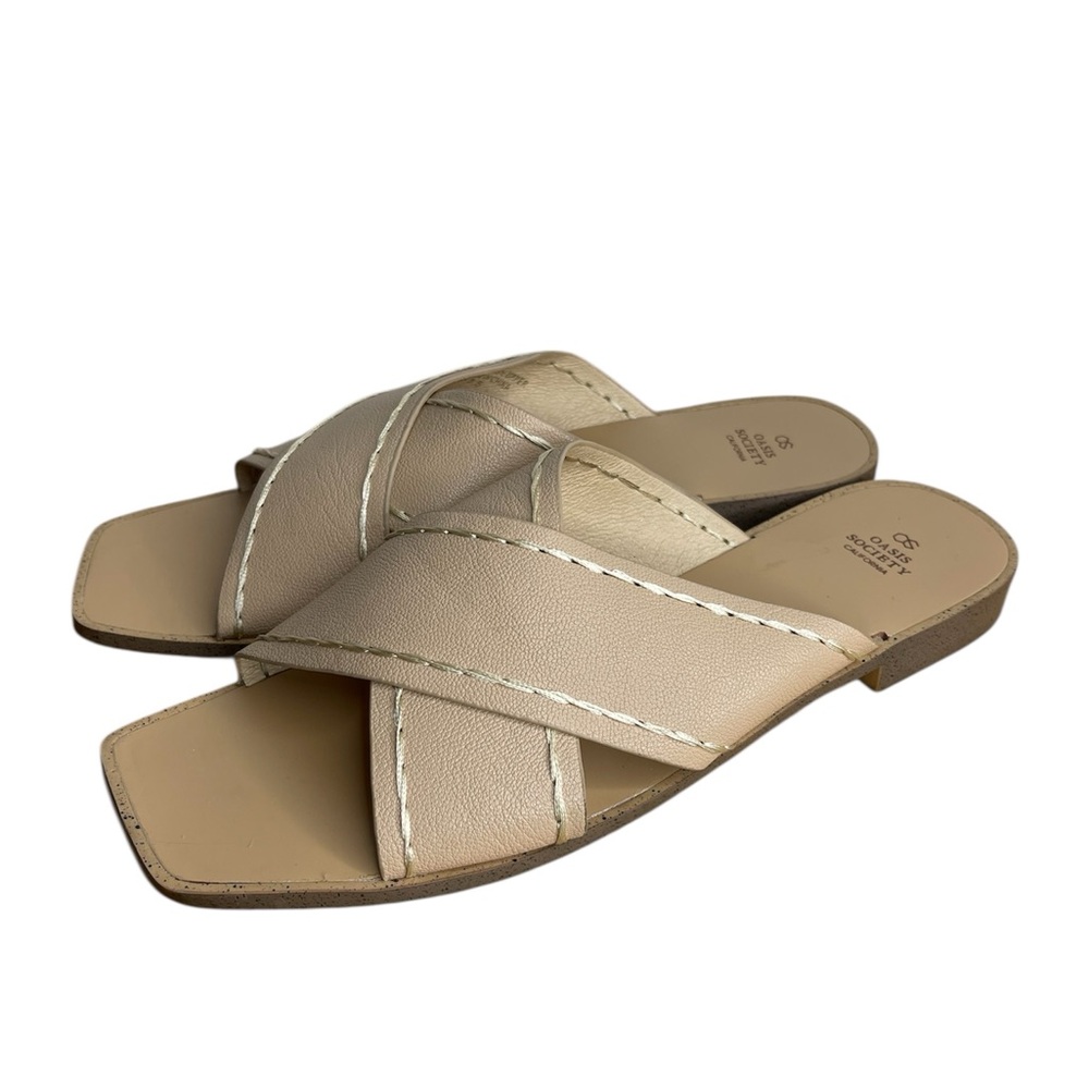 Oasis Society Stella Criss Cross Tan Cross-Strap Women's Sandals 8.5